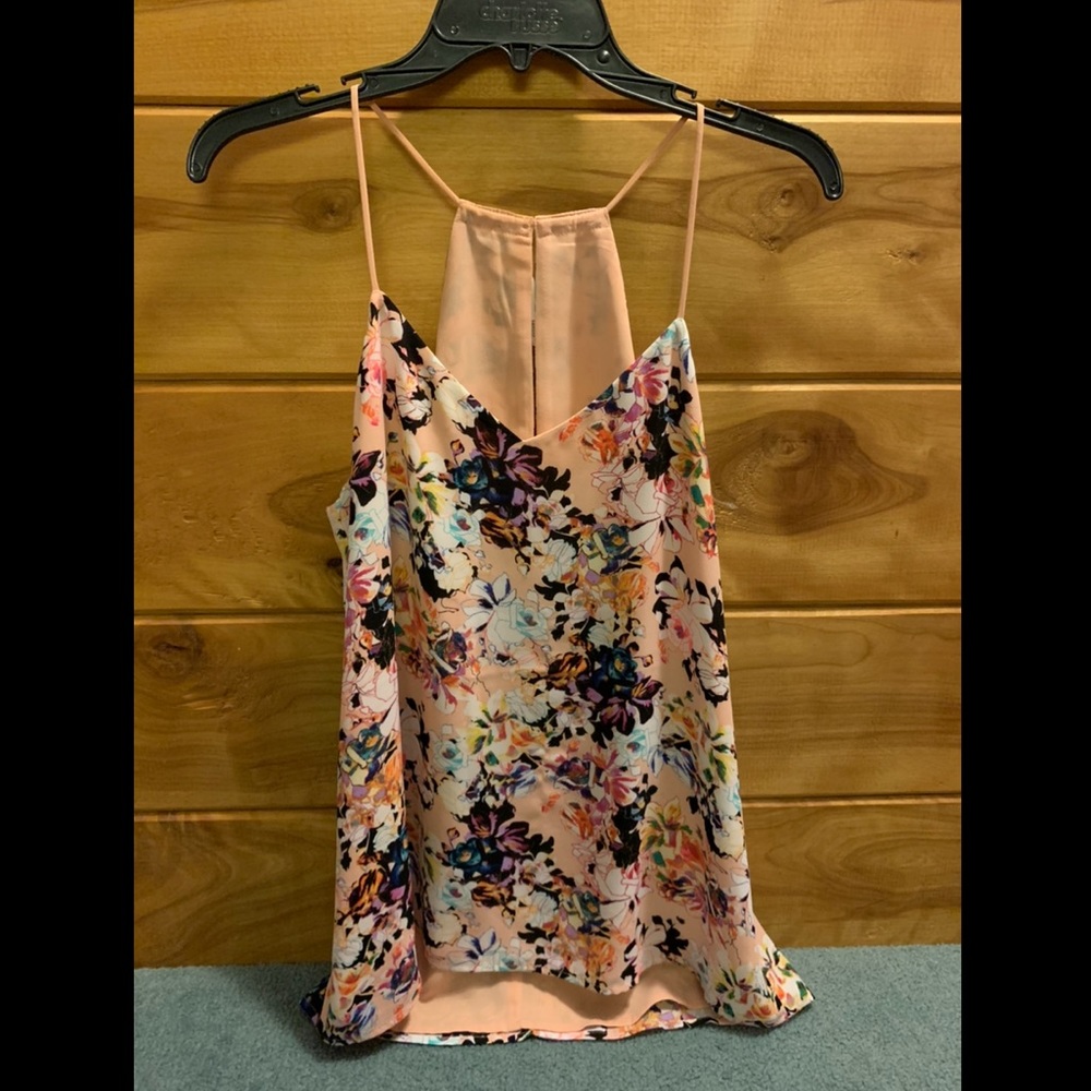 Pink floral print reversible cami